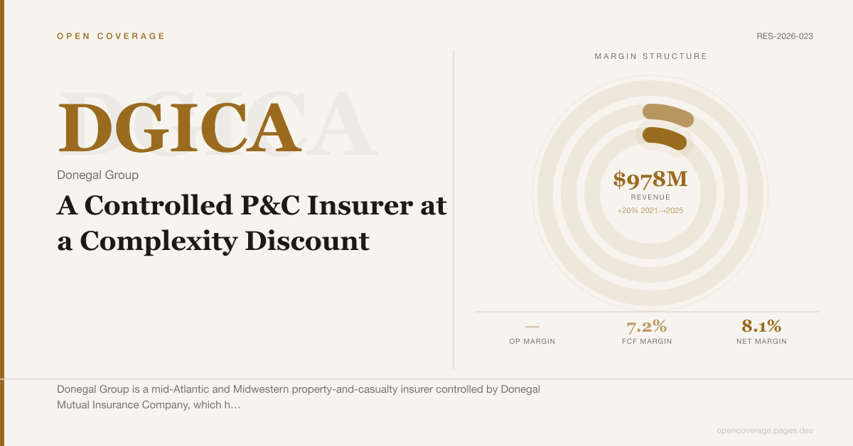 Donegal Group (DGICA): A Controlled P&C Insurer at a Complexity Discount